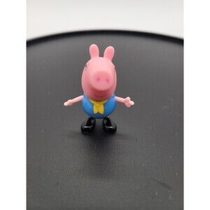 Poseable Peppa Pig 2" Inch Mini Figure With Yellow Scarf Bandana Cake Topper